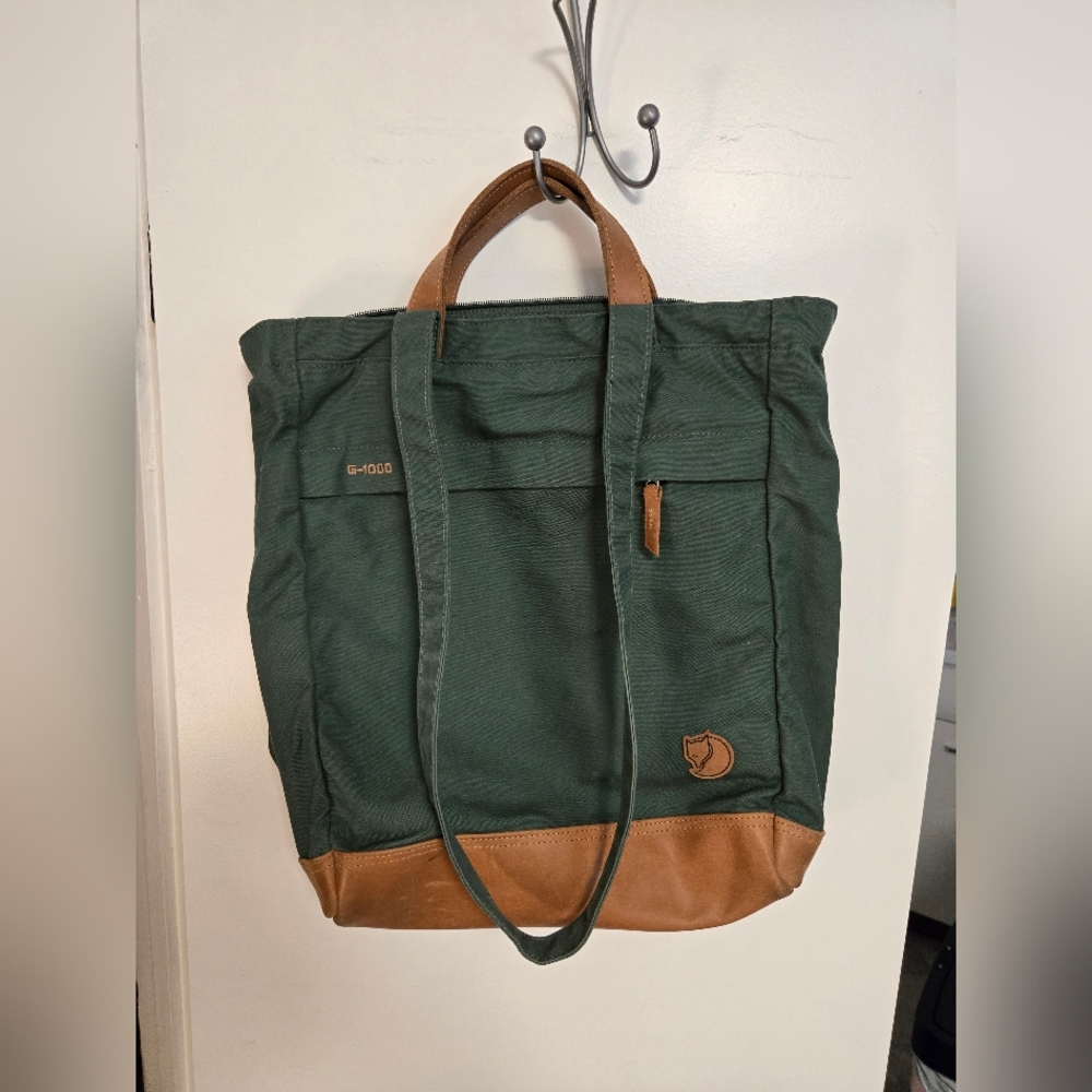 Fjallraven Green and Brown Tote Bag